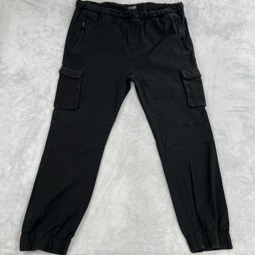 Free Planet Cargo Jogger Pants 3XL Black Utility Work Streetwear Tapered Leg